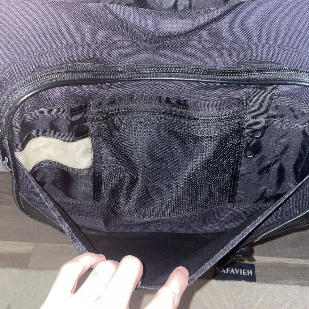 Vintage L.L. Bean Continental Messenger Briefcase Bag - Black Nylon & Leather